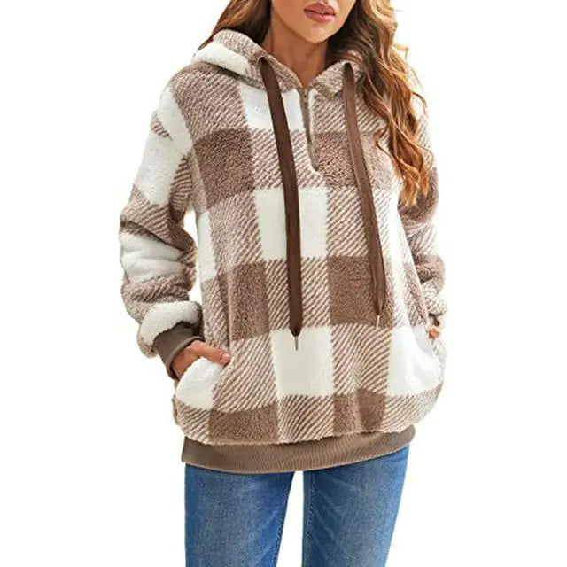 Cozy Women's Plush Hoodie with Drawstring