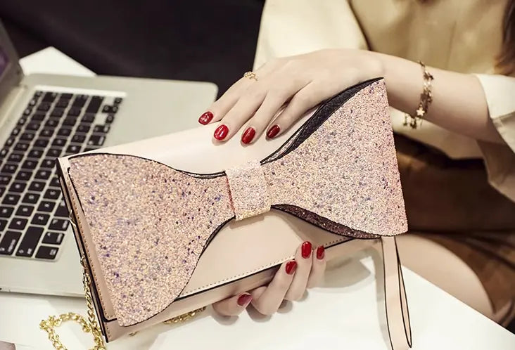 Bolso de mano de lentejuelas brillantes con cadena para mujer