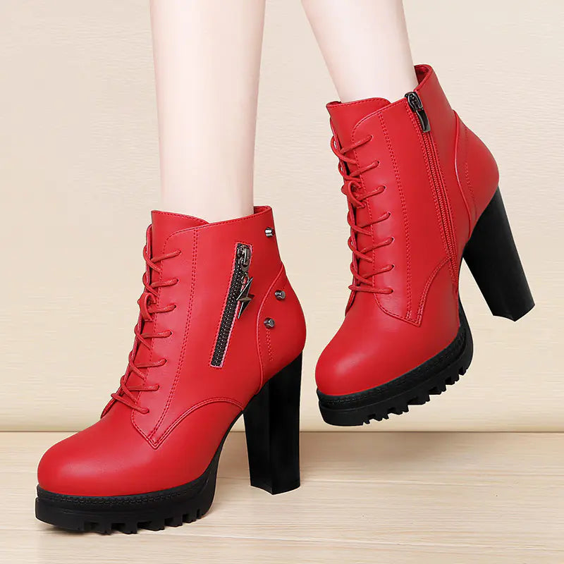 Women's Chunky Heel Waterproof Platform Martin Boots