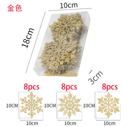 10cm Glitter Snowflake Set for Christmas Decor (24PCS)