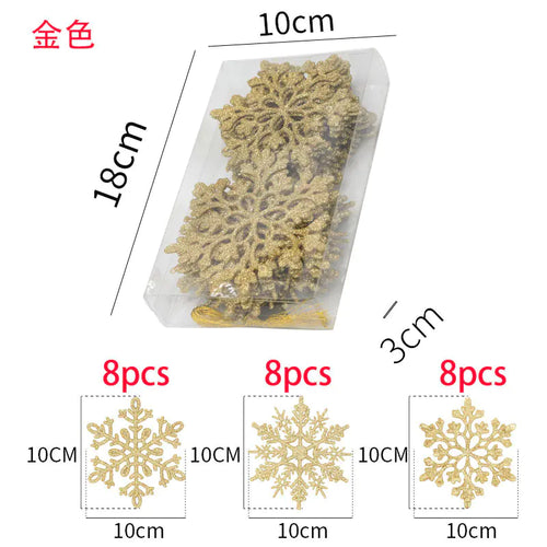 10cm Glitter Snowflake Set for Christmas Decor (24PCS)