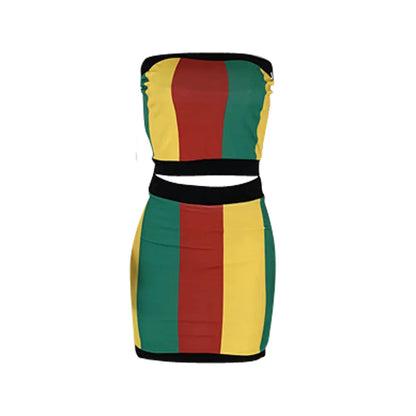 DN8240 Women's Striped Print Two-Piece Set Outfit