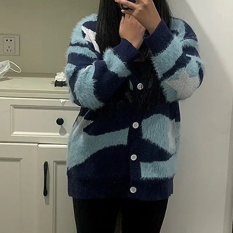 Y2K Preppy Cardigan Sweater for Women - Vintage Style