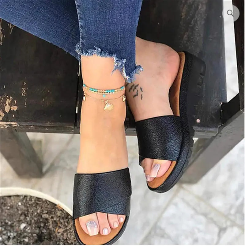 Comfortable Wedge Heel Mid-Heel Women's Sandals - Trendy Attic Store01