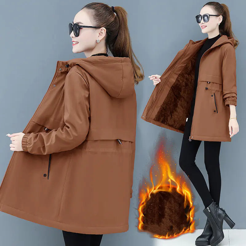 Plus Size Women's Autumn Winter Long Coat for Moms