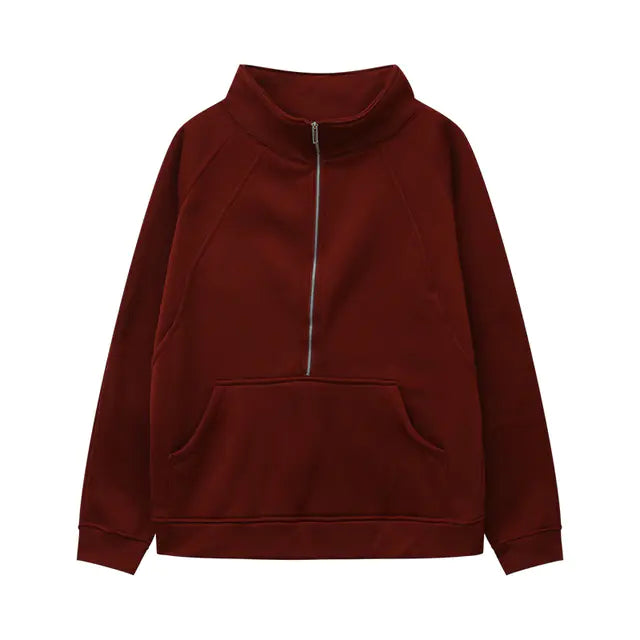 2023 Autumn/Winter Women's Plush Half Zipper Sweatshirt