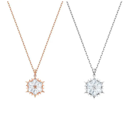 Snowflake Necklace with Silver and Diamond Pendant