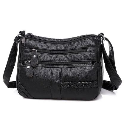 Chic Multi-Layer Soft Leather Shoulder Bag for Women