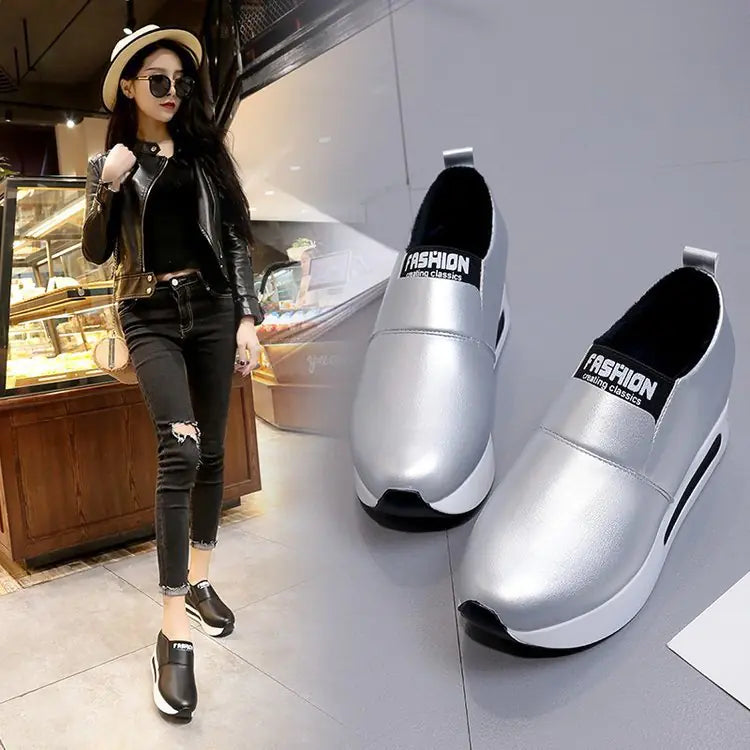 High-Top Casual Women's Sneakers - Trendy Slip-On Shoes
