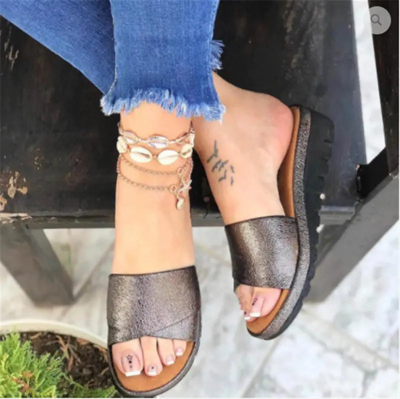 Comfortable Wedge Heel Mid-Heel Women's Sandals - Trendy Attic Store01