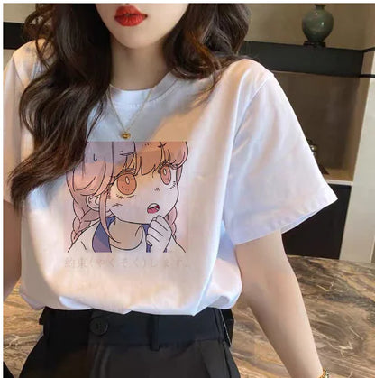 Curly Bear Oversized White T-Shirt for Women