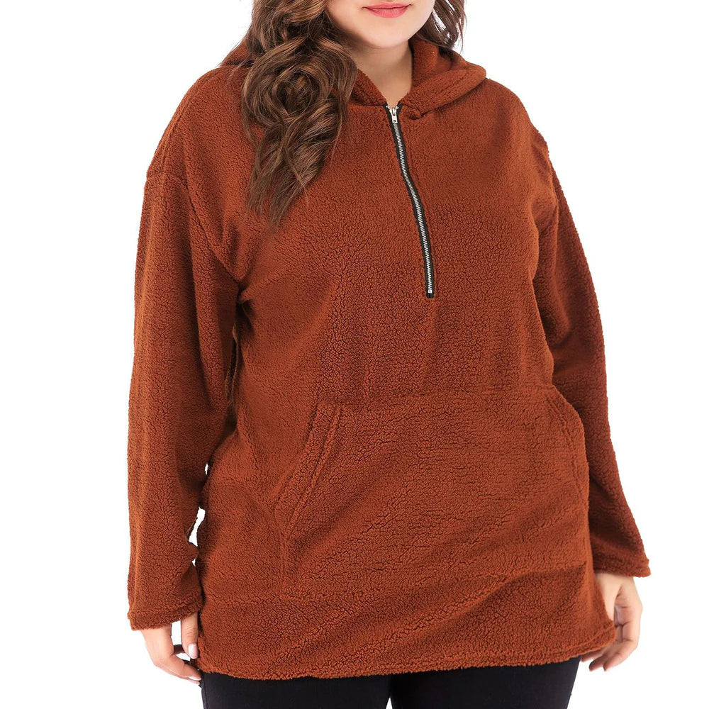 Plus Size Hooded Lamb Wool Sweater for Women