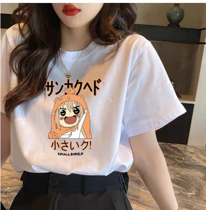 Curly Bear Oversized White T-Shirt for Women