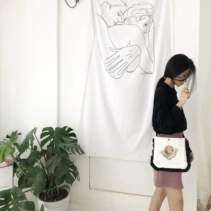 Mini Crossbody Coin Purse with Angel Print and Ruffles