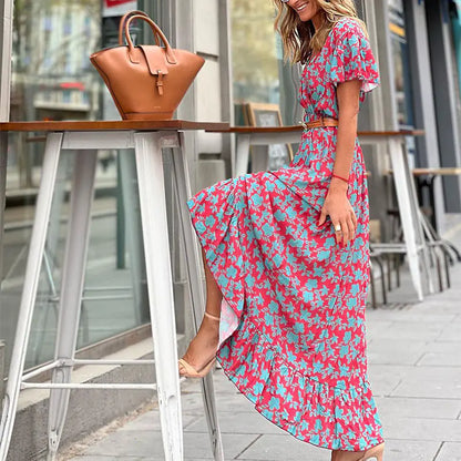 V-neck Irregular Dress for Women's Fashion