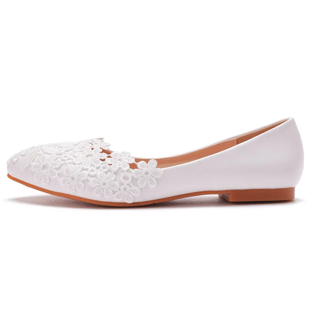 White Pointed Toe Casual Flats