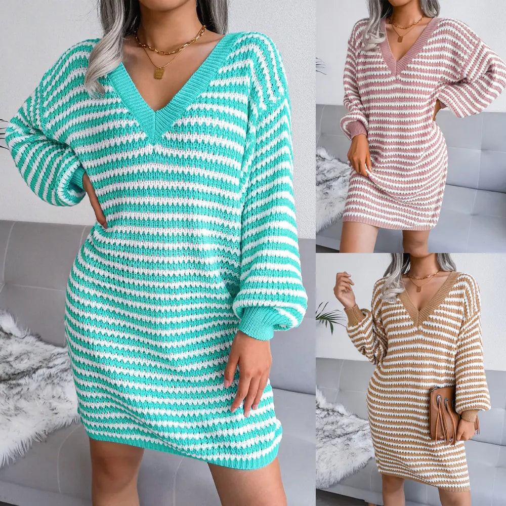 Stylish Striped Knit Dress