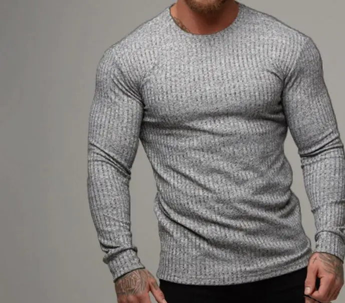 Color-blocking Long-sleeved Round Neck T-shirt