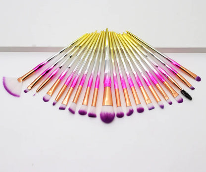 20-Piece Eye Brush Set with Colorful Diamond Handles