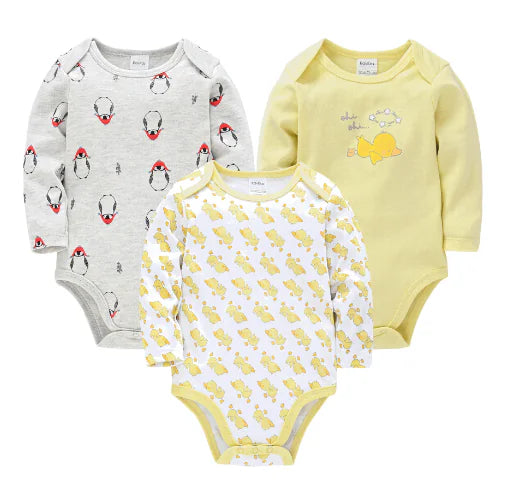 Langarm-Babybody aus Baumwolle, 3er-Set (1 Stück)