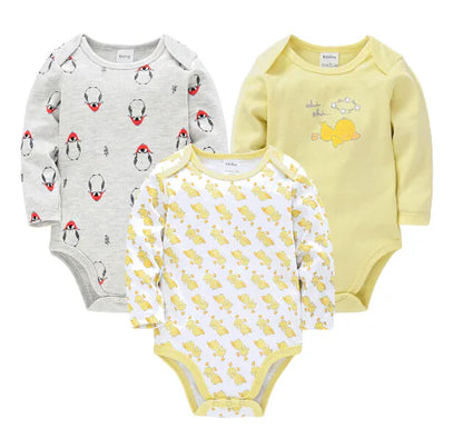 Langarm-Babybody aus Baumwolle, 3er-Set (1 Stück)