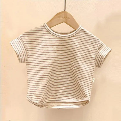 Striped Short Sleeve T-Shirt for Baby Boys and Girls