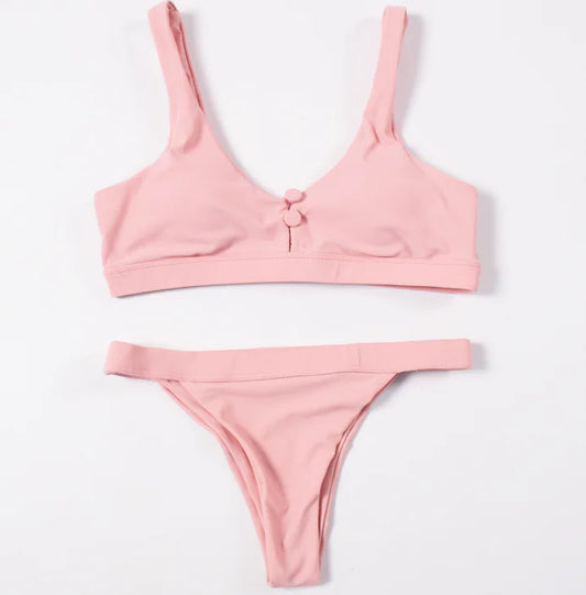 Sexy Low-Waist Solid Color Women's Bikini Set