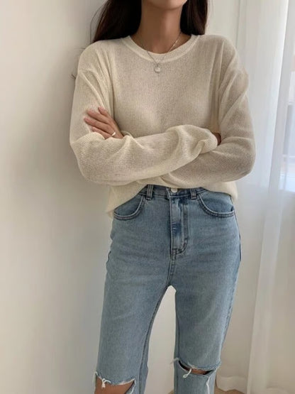 Solid Drop Shoulder Sweater