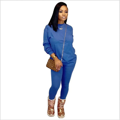 Trendy Women's Candy Color Two-Piece Casual Set