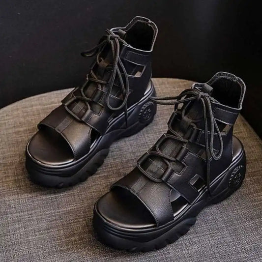 Comfortable Women's Soft Leather Wedge Platform Sandals