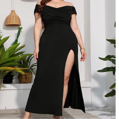 Elegant Plus Size High Waist Split Dress for Women