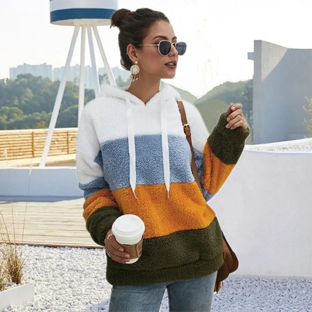 Trendy Fall/Winter Hooded Plush Sweatshirt for Women