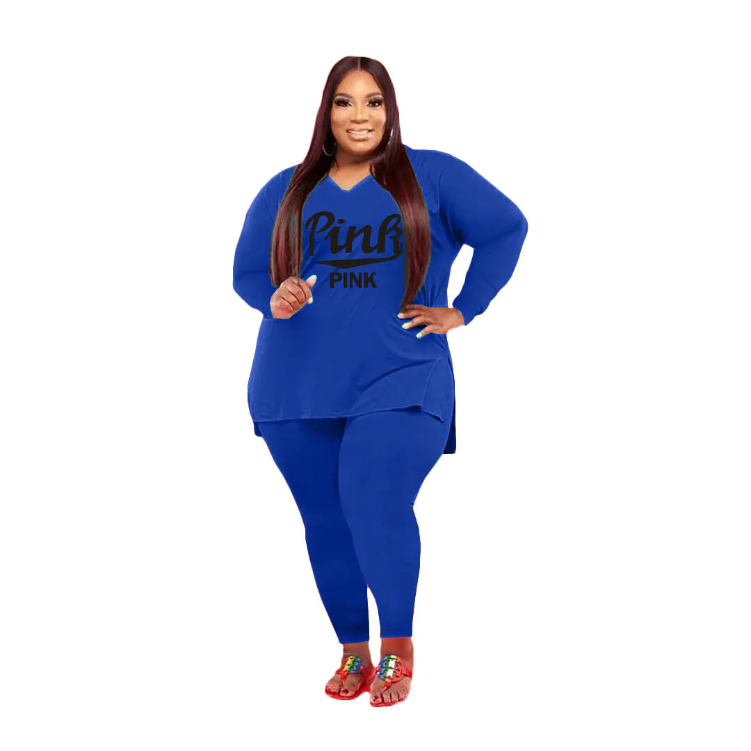 Plus-Size Women's Fashion Color Two-Piece Suit