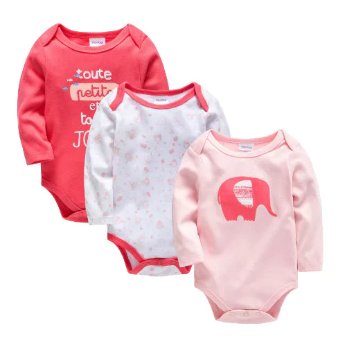 Langarm-Babybody aus Baumwolle, 3er-Set (1 Stück)