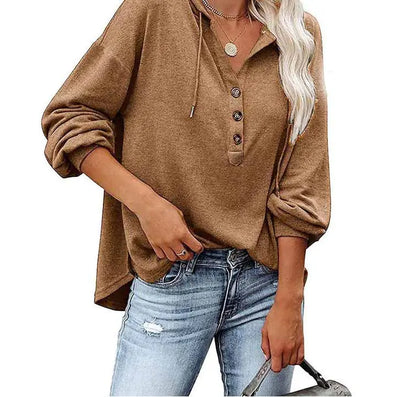 Loose V-neck Long-sleeved Sweater for Women