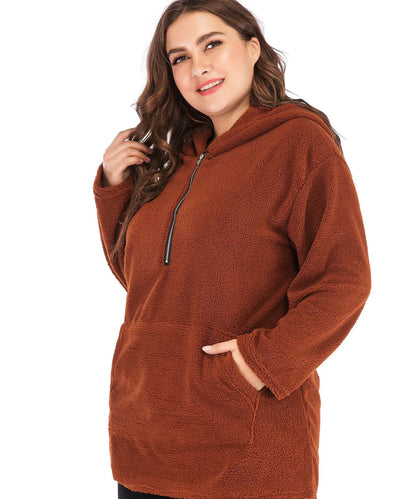 Plus Size Hooded Lamb Wool Sweater for Women