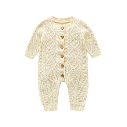 Cotton Knitted Long Sleeve Baby Romper for Boys and Girls