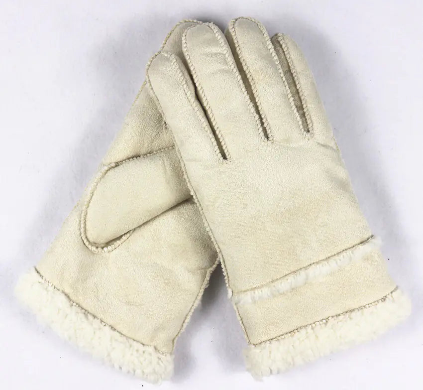 Unisex Faux Rabbit Fur Lined Winter Gloves