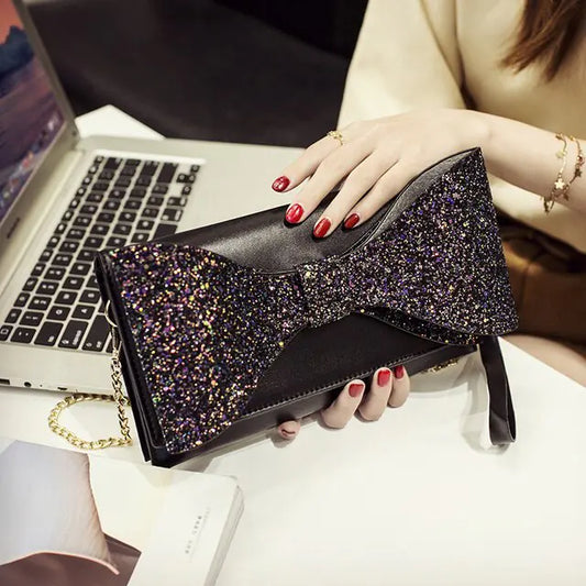 Bolso de mano de lentejuelas brillantes con cadena para mujer