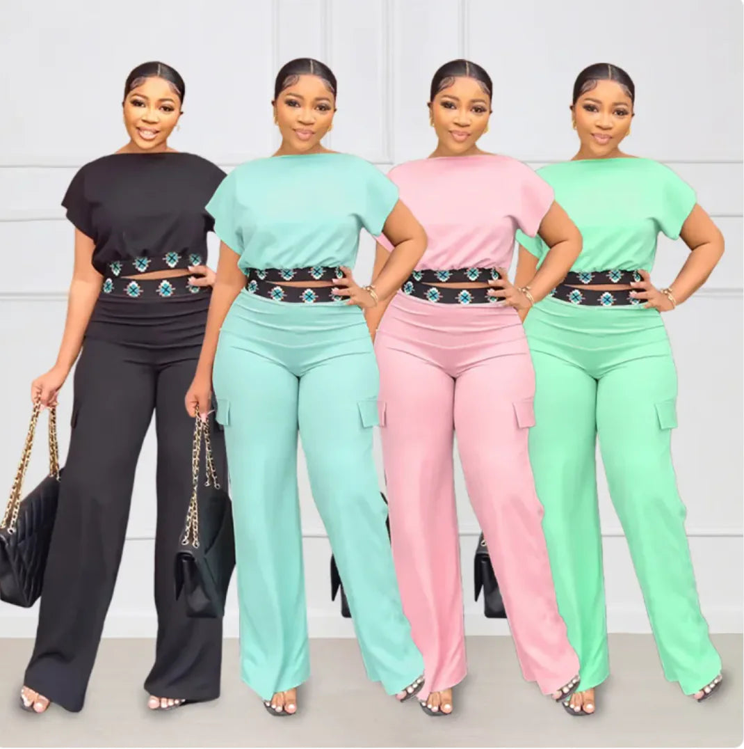 Casual Solid Color Two-Piece Set