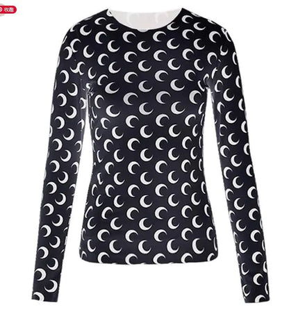 Women's Long-Sleeved Marine Moon T-Shirts & Underwear - Trendy Attic Store01