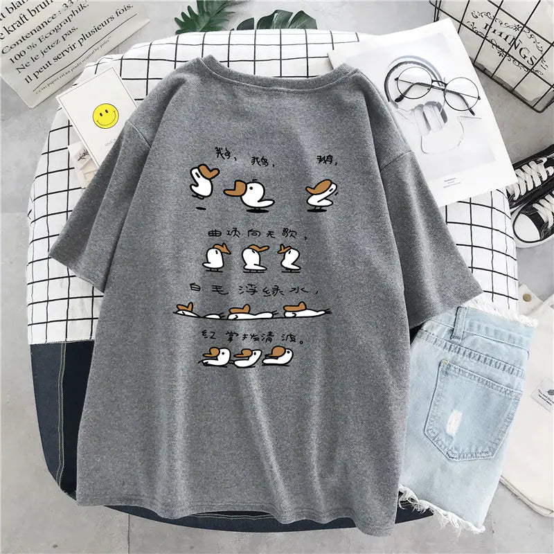 Plus Size Cotton T-Shirt for Women - Loose Fit Summer Top