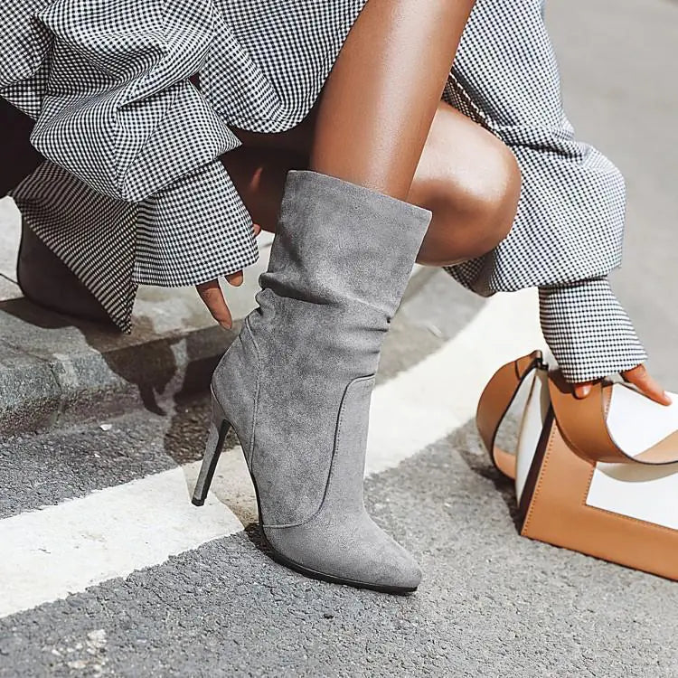 Elastic Ankle Booties with Pointed Toe Heels - Trendy Attic Store01