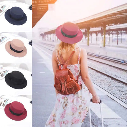 Flat Top Retro British Big Brim Fedora Hat