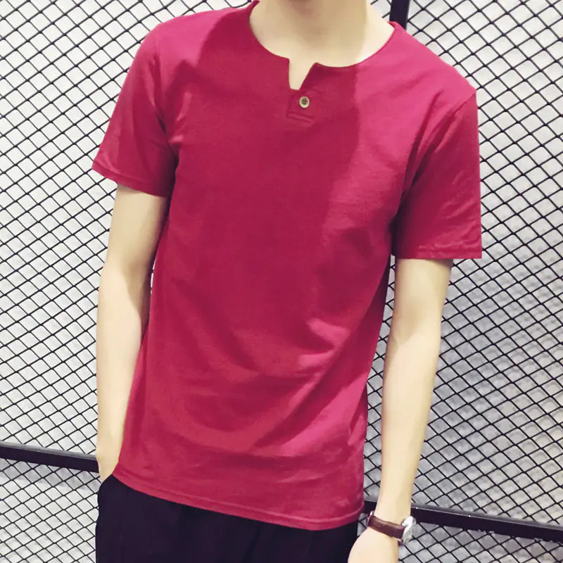 Cotton V-Neck Short Sleeve T-Shirt for Teens