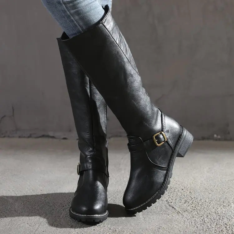 Women's Retro Knee-high Boots with Thick Heels