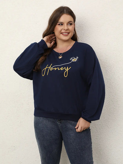 Floral Print Thermal Lined Plus Size Sweatshirt