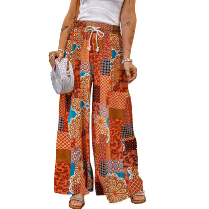 Women's Color block Paisley Wide Leg Pants - Trendy Attic Store01
