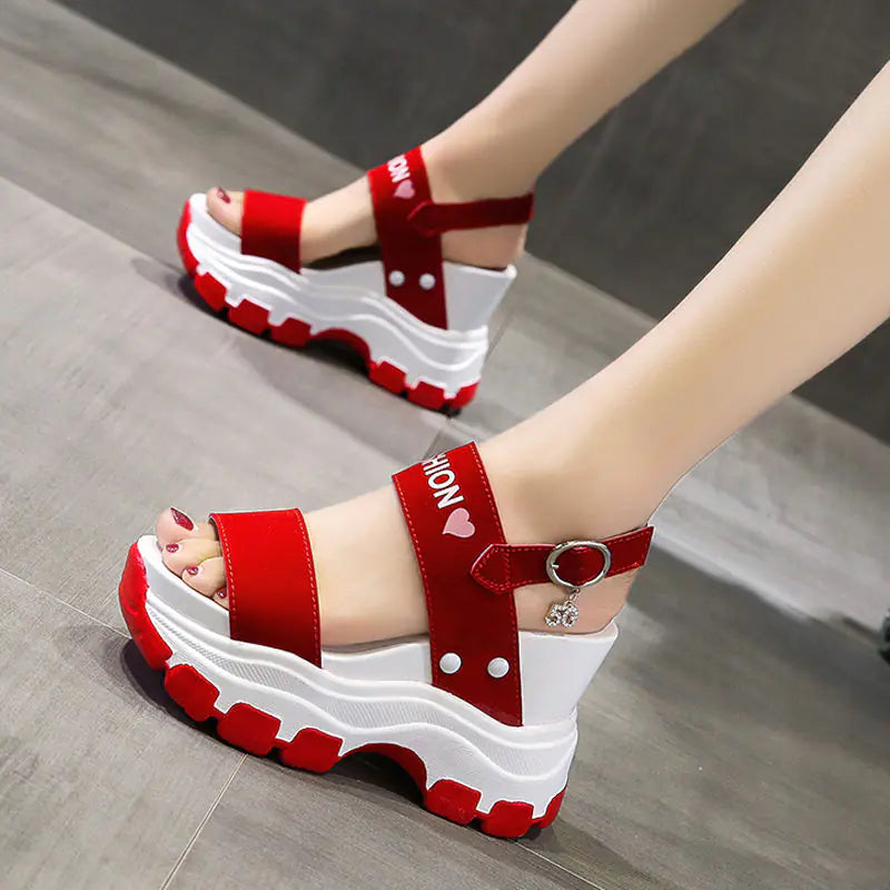 Women's Platform Wedge Sandals with 10cm High Heels