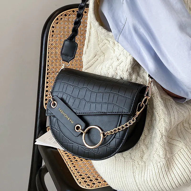 Soft Leather Saddle Messenger Bag - Versatile Shoulder Bag